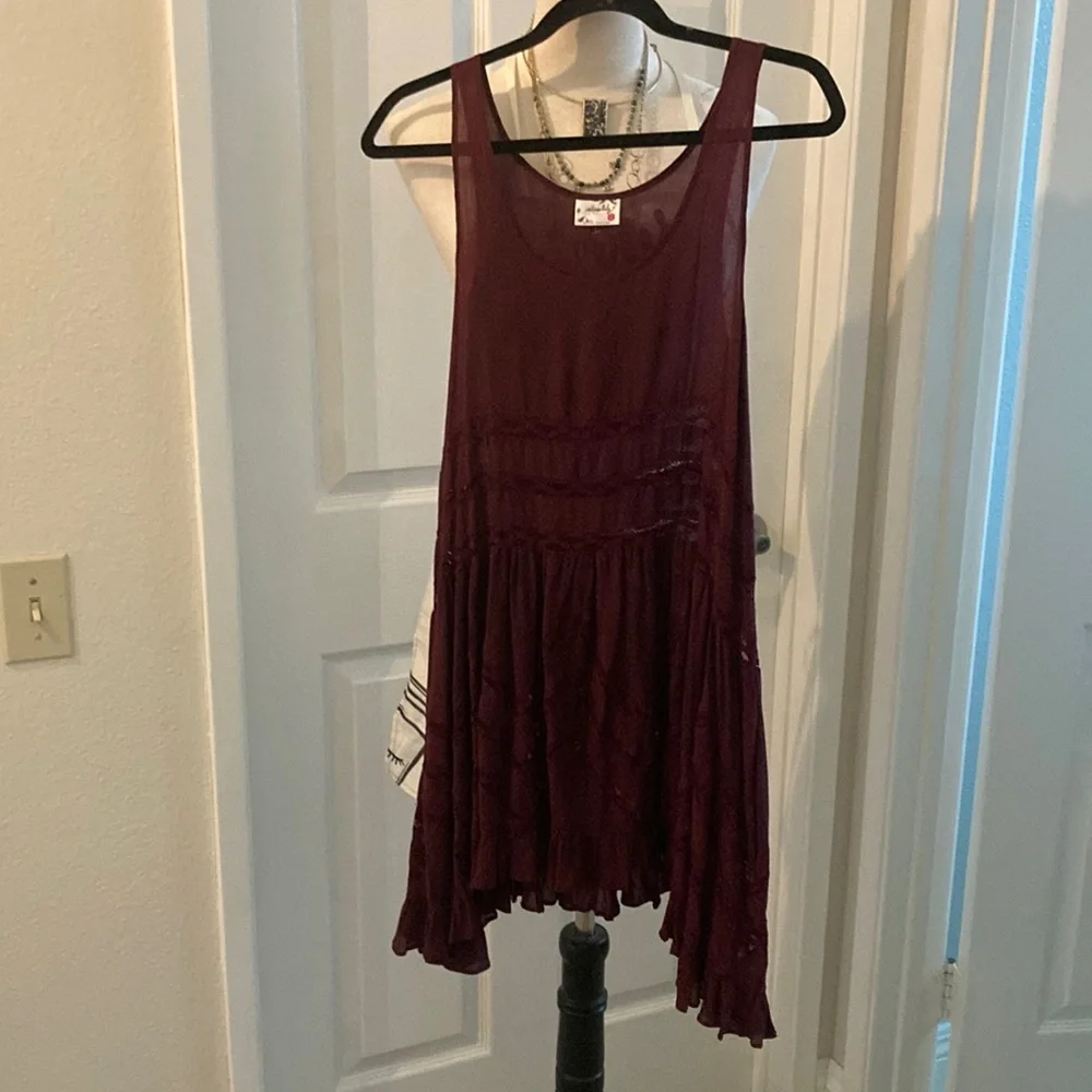 Free People Burgundy Sleeveless Dress Small 0015 NWOT - Picture 1 of 5